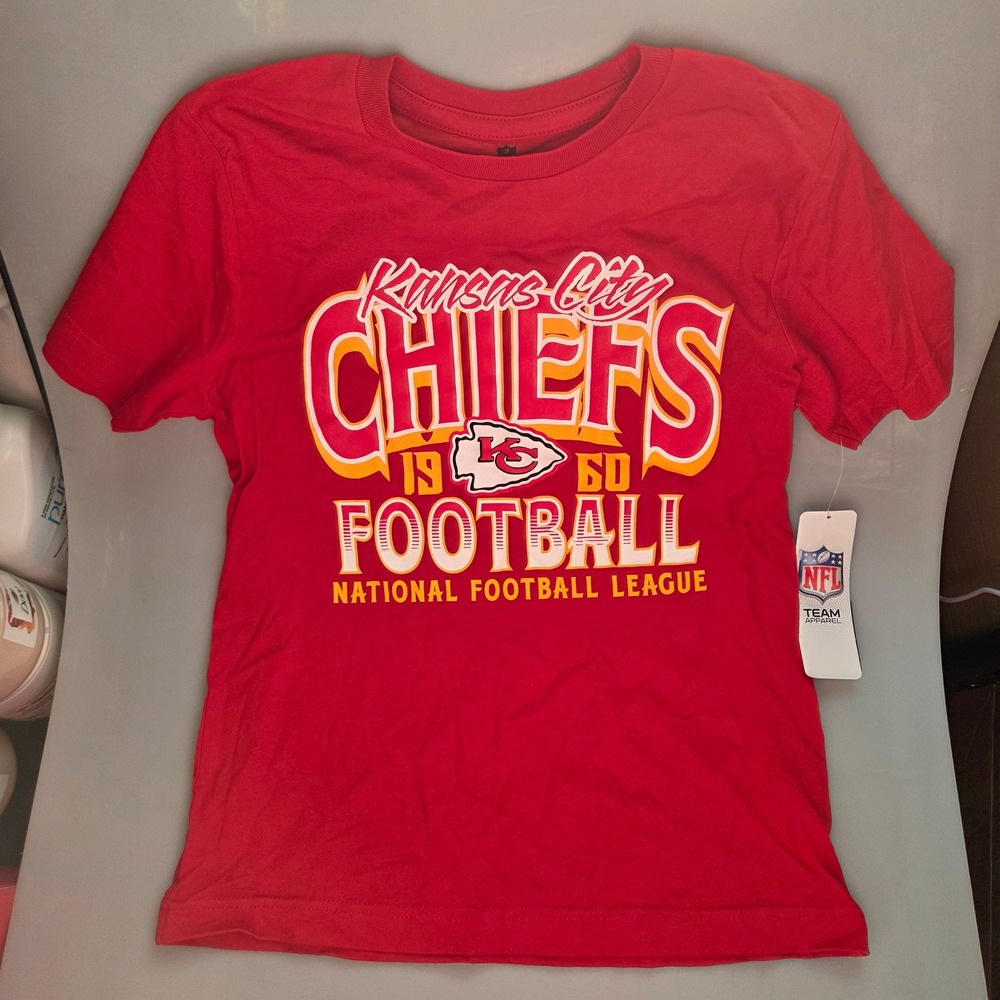NFL Kansas City Chiefs Youth Boys T-Shirt Red Cotton Size Medium 8-10 NWT